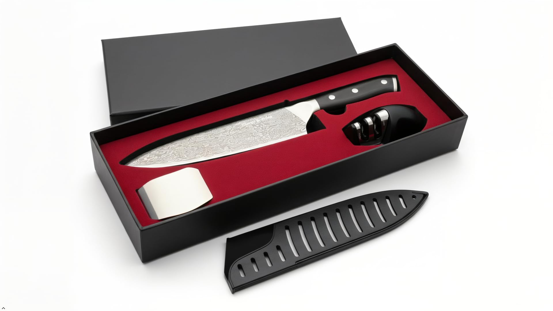 Glowbobo 8 Inch Chef Knife blade with non-slip colorwood handle