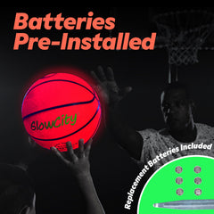 Red glow GlowCity basketball for outdoor nighttime games