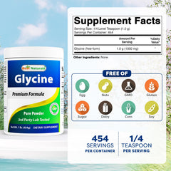 Glycine powder nutrition per serving 1000 mg