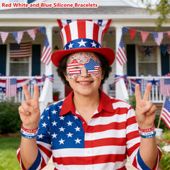 4th of July bracelet set with adjustable silicone fit
