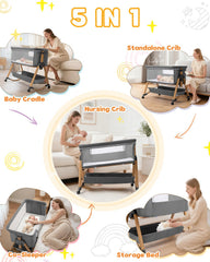 Bedside bassinet rocking cradle mode closeup