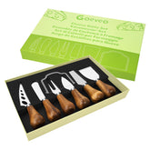 Goeveo 7-piece cheese knife set with acacia wood handles