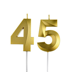 Gold glitter 45th birthday candles two pack
