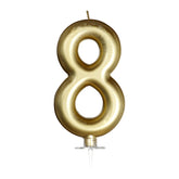 Gold Birthday Number 8 Candle 5.75 inch tall for cake topper