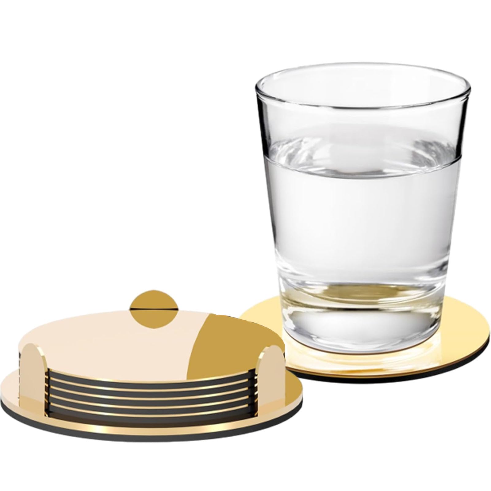 Gold Coasters for Coffee Table Set6 stainless steel with holder