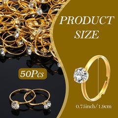 Close up of adjustable gold diamond engagement rings