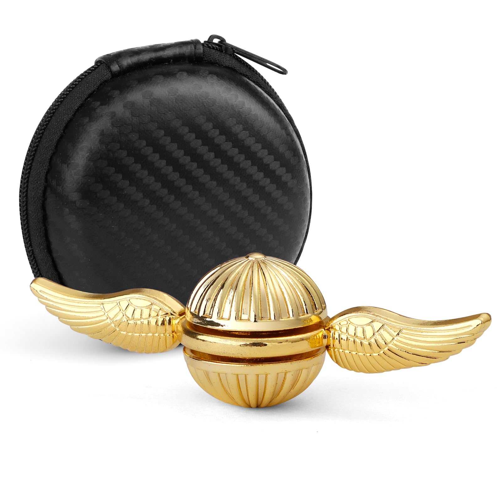 Gold fidget hand spinner toy close up