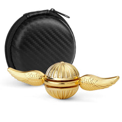 Gold fidget hand spinner toy close up