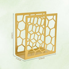 Gold honeycomb design metal napkin holder for dining table decor