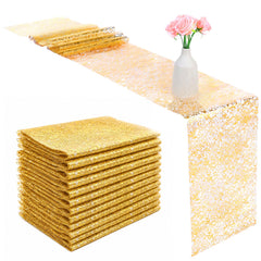 Gold Metallic Mesh Table Runner Roll closeup showing gold color and mesh texture