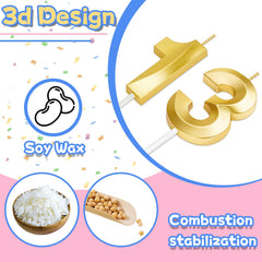 Gold number 13 cake candles packaging two numerals