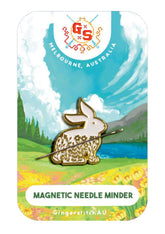 Golden Rabbit Needle Minder on 3 inch hoop