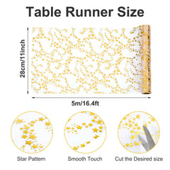 Golden Star Sheer Tulle Table Runner with gold star patterns