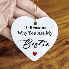Double sided printed heart ornament ceramic