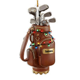 Close view of Golf Bag 3D Effect Personalized Acrylic Ornament with name