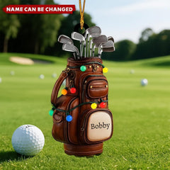 2D flat acrylic golf ornament close-up