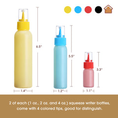 GOLOHO squeeze applicator bottles with color coded tips for precise icing