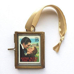 Gone With The Wind stamp in vintage brass frame 5cm by 4cm