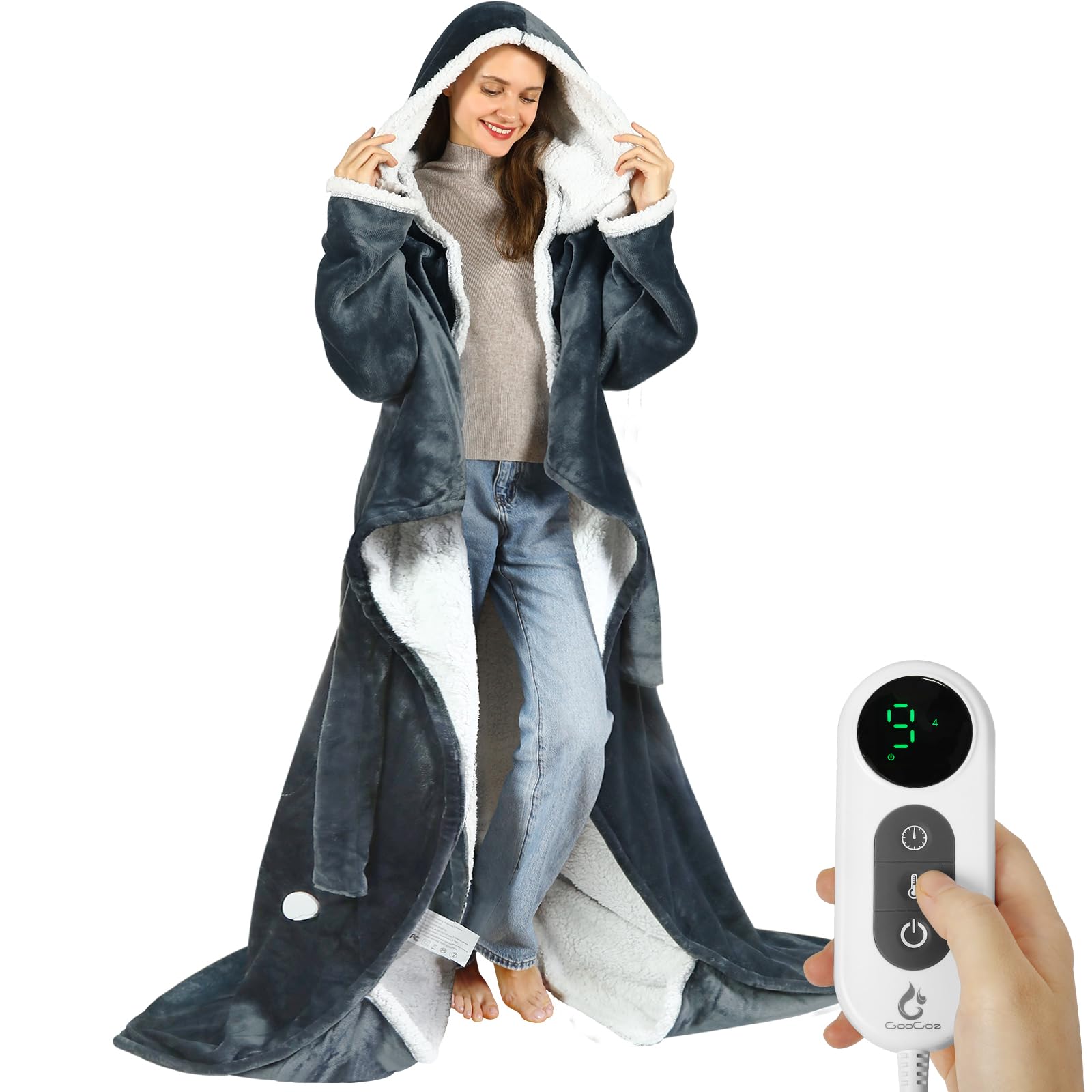 Goocoz wearable heated blanket 50x70 size with hood