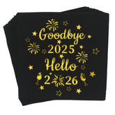 Goodbye 2025 Hello 2026 napkins 5x5 inches gold foil 50-pack