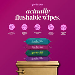 Rosewater scent flushable wipes by Goodwipes 3 pack