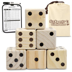 GoSports giant 3.5 inch wooden dice set with six dice