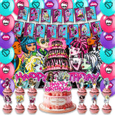 Gothic Monster Elf High Birthday Decorations banner and kit components