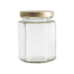 24 pack hexagon jars with gold lids for jams honey