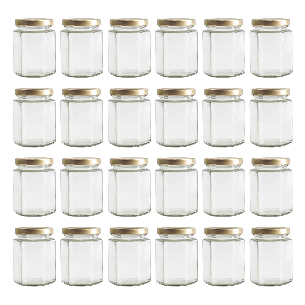 GPK4ALL hexagon glass jars 190ml with gold lid