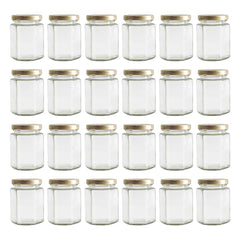 GPK4ALL hexagon glass jars 190ml with gold lid
