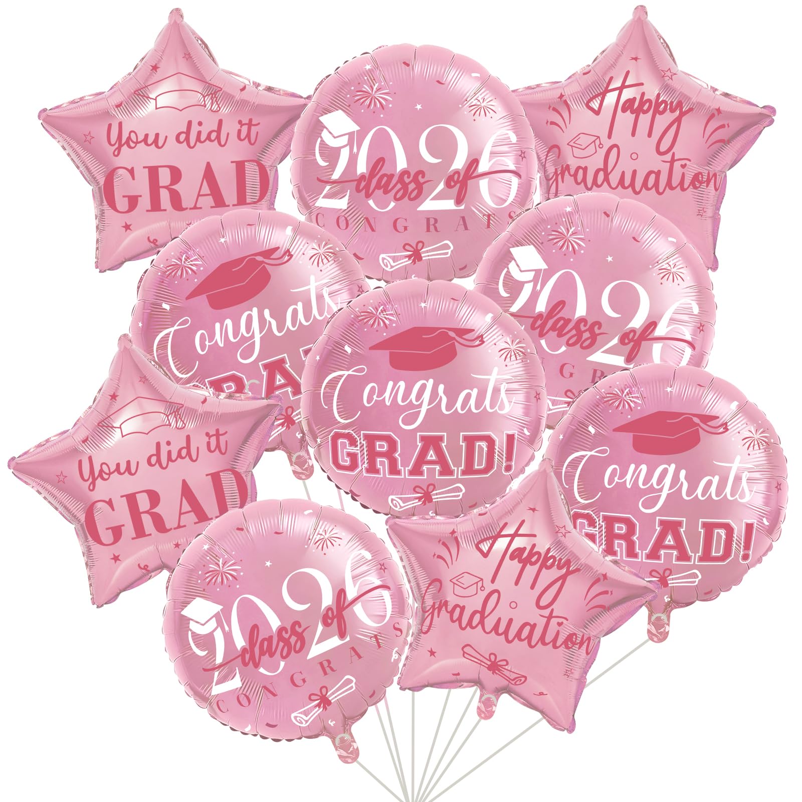 Graduation Balloons Class of 2026 18inch rose gold round foil balloon
