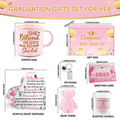 Stainless steel graduation keychain included in gift set