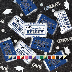 Graduation themed wrapper labels for mini chocolates and gifts