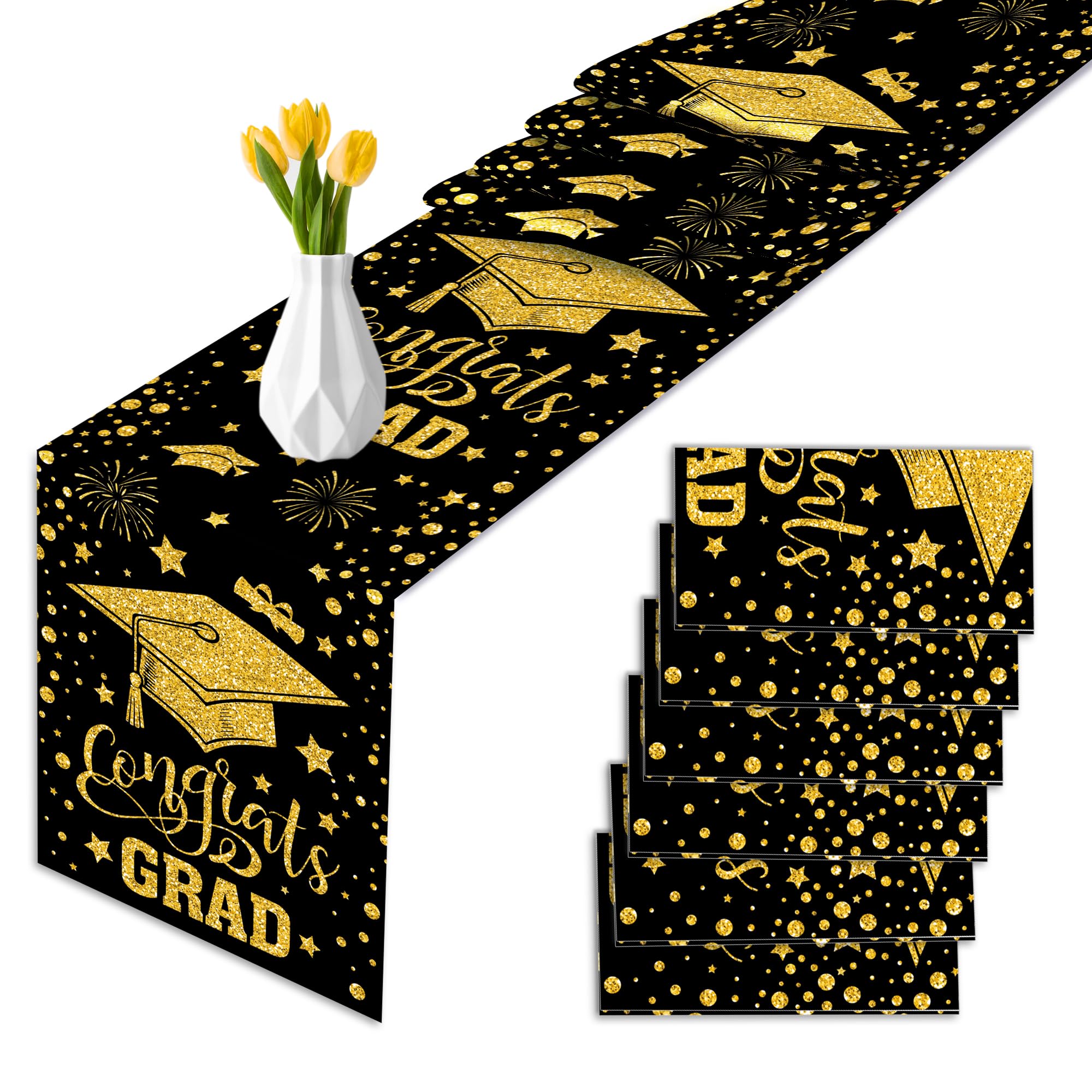 6 piece plastic graduation table runner set