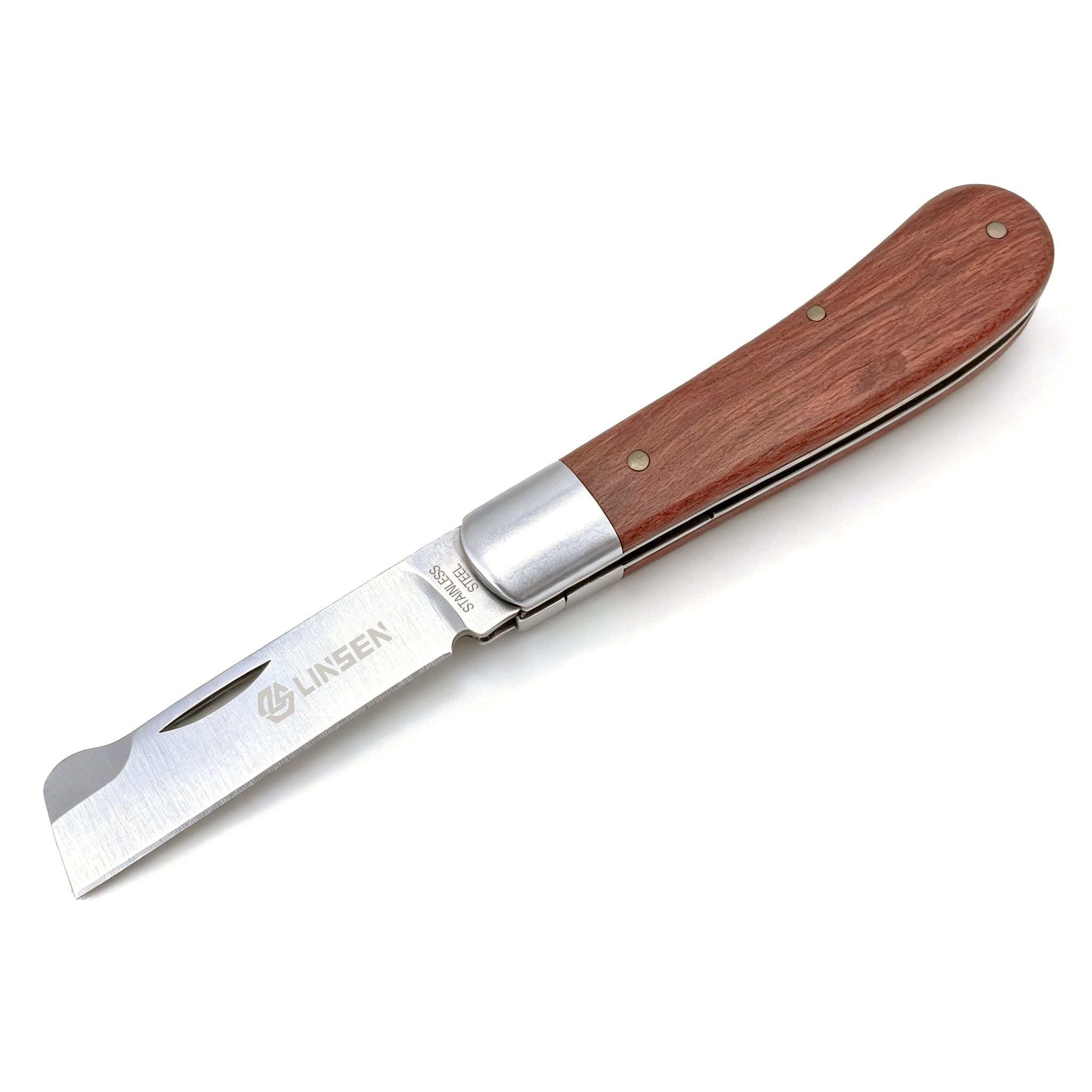 Grafting Knife for Fruit Trees stainless steel folding knife with hardwood handle