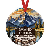 Grand Tetons National Park Ceramic Ornament 3-inch front view