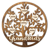 Grandma Gift Personalized Family Tree Wood Sign with engraved names on wood