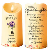 Grandma to granddaughter led candle 3x6 inches