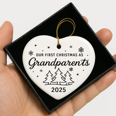 Double-sided print ceramic heart keepsake ornament