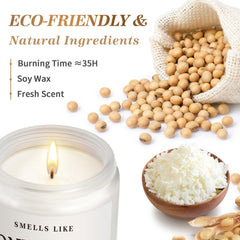Soy wax candle burn time up to 35 hours in sturdy glass jar