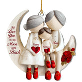 Grandparents and Grandchild Moon Love ornament size 3.54x3.54 inches one side printing