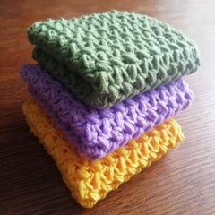 Granny square crochet dish cloth lavender 8x8 pattern