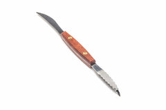Dual-ended grapefruit knife curved blade and serrated blade