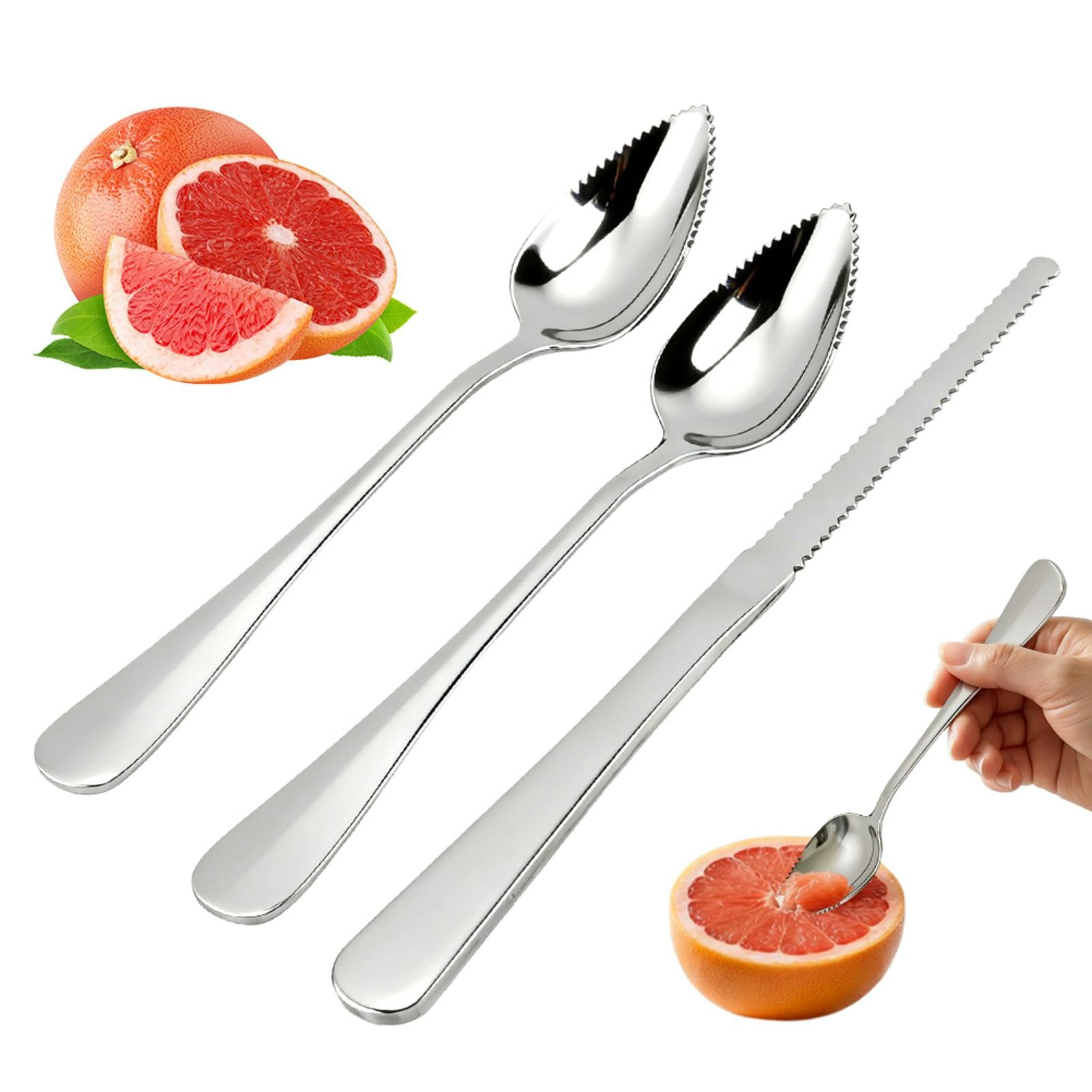 grapefruit-spoon-and-knife-set-3pcs stainless steel close up