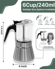 Stainless steel stovetop espresso maker by Grasseed