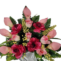 Graveside vase insert cemetery cone with silk roses