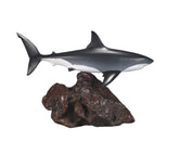 Great White Shark sculpture by John Perry on burlwood base