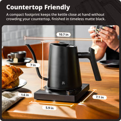 Gooseneck spout close up pour-over kettle