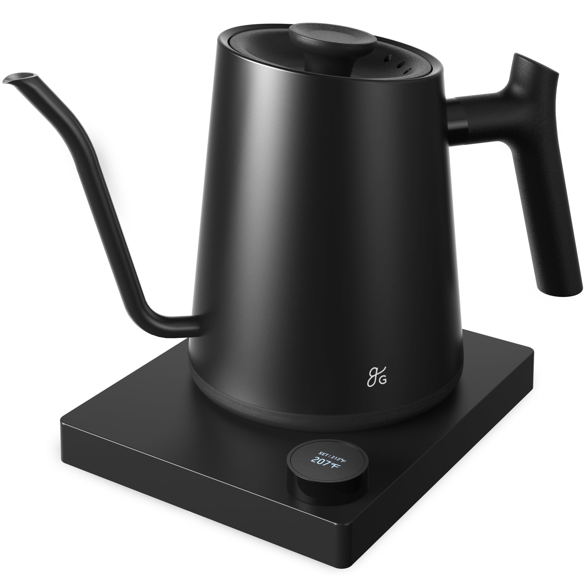 Greater Goods gooseneck electric kettle front view