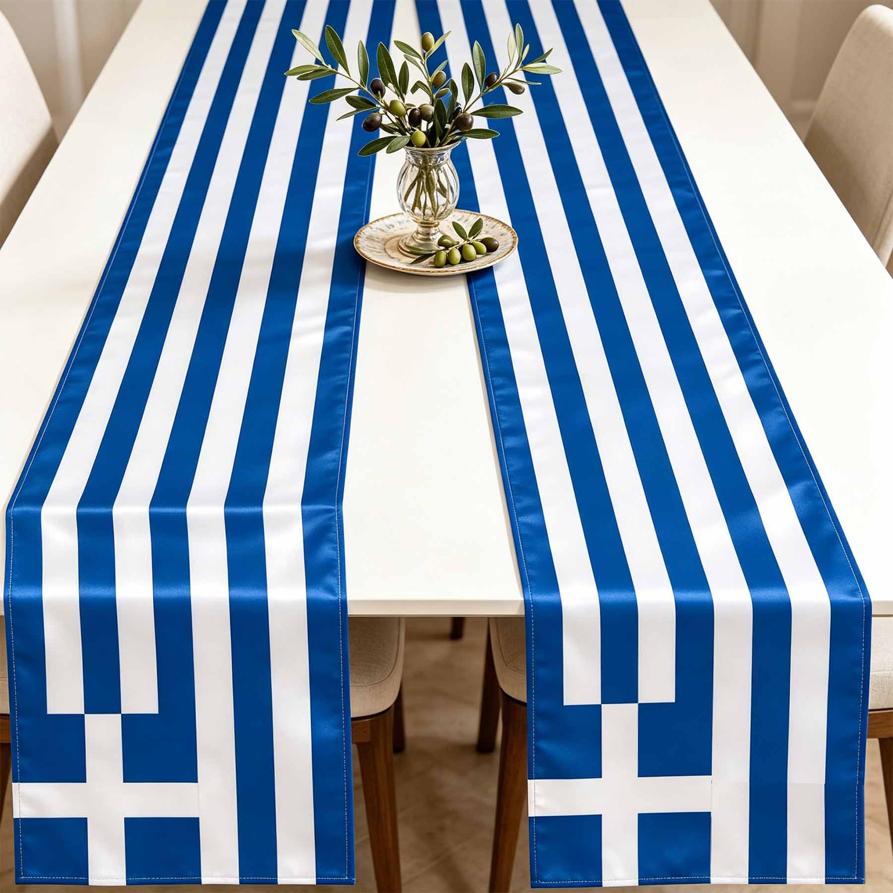 Greece flag table runner 2pcs 12x72 inches